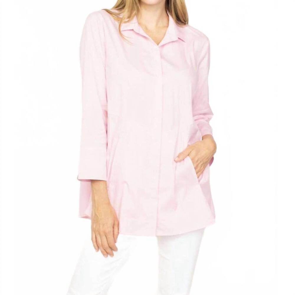 NEW HABITAT women's hidden pocket button up blouse in peony